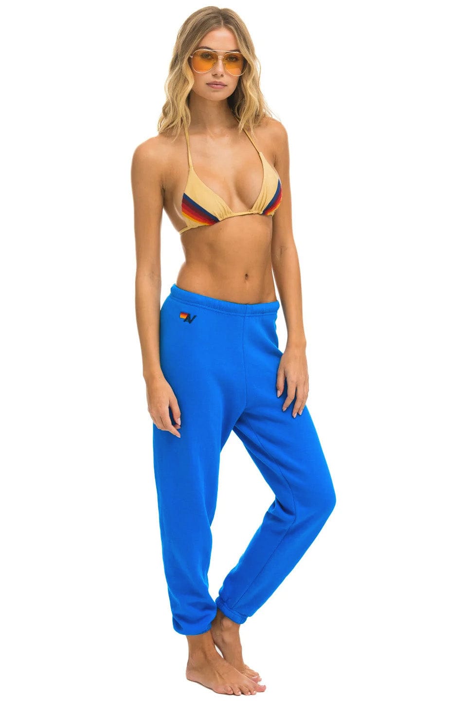 Retro 5 STRIPE SWEATPANTS - ADVENTURE BLUE RAINBOW WHITE