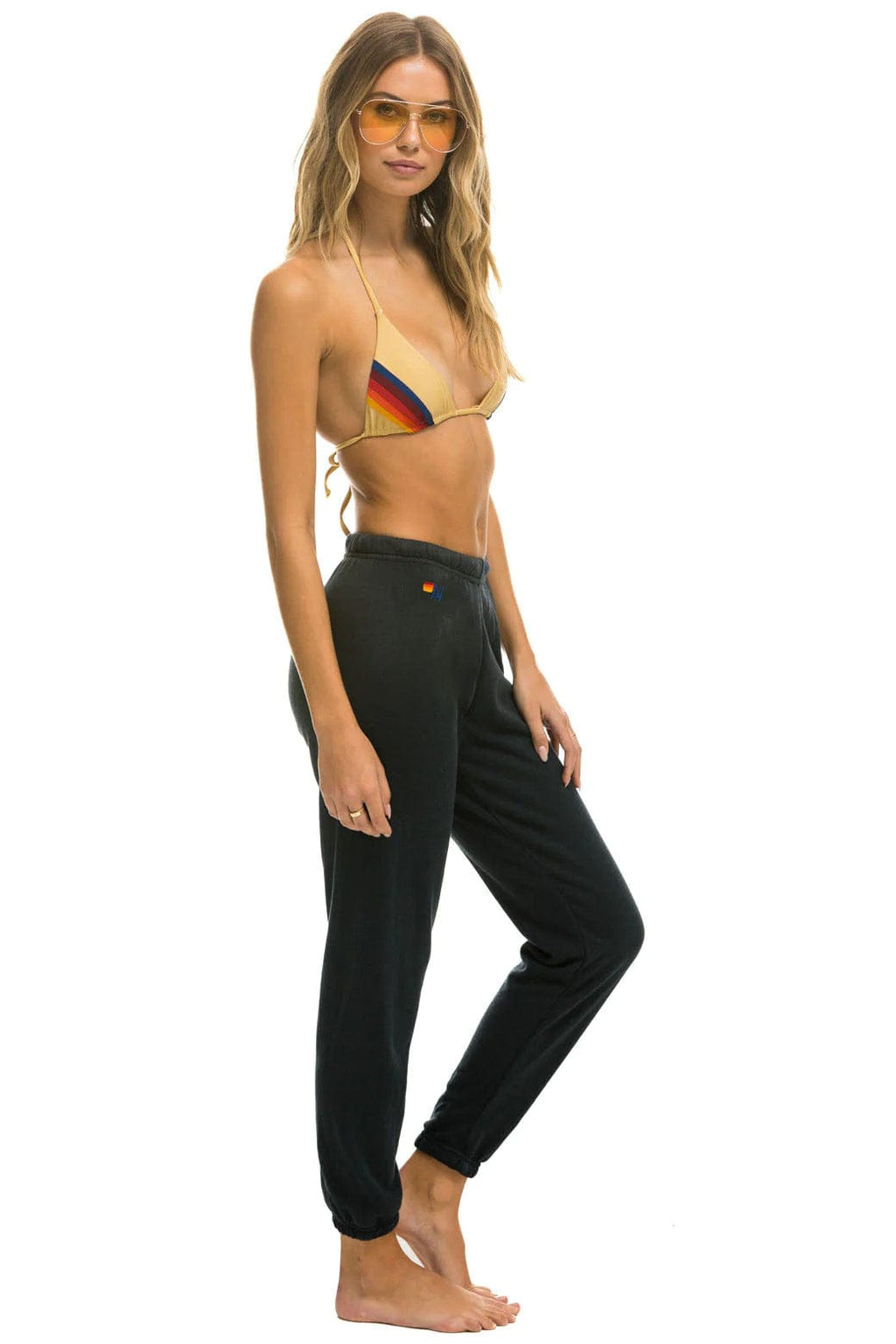 Retro 5 STRIPE SWEATPANTS - CHARCOAL RAINBOW WHITE
