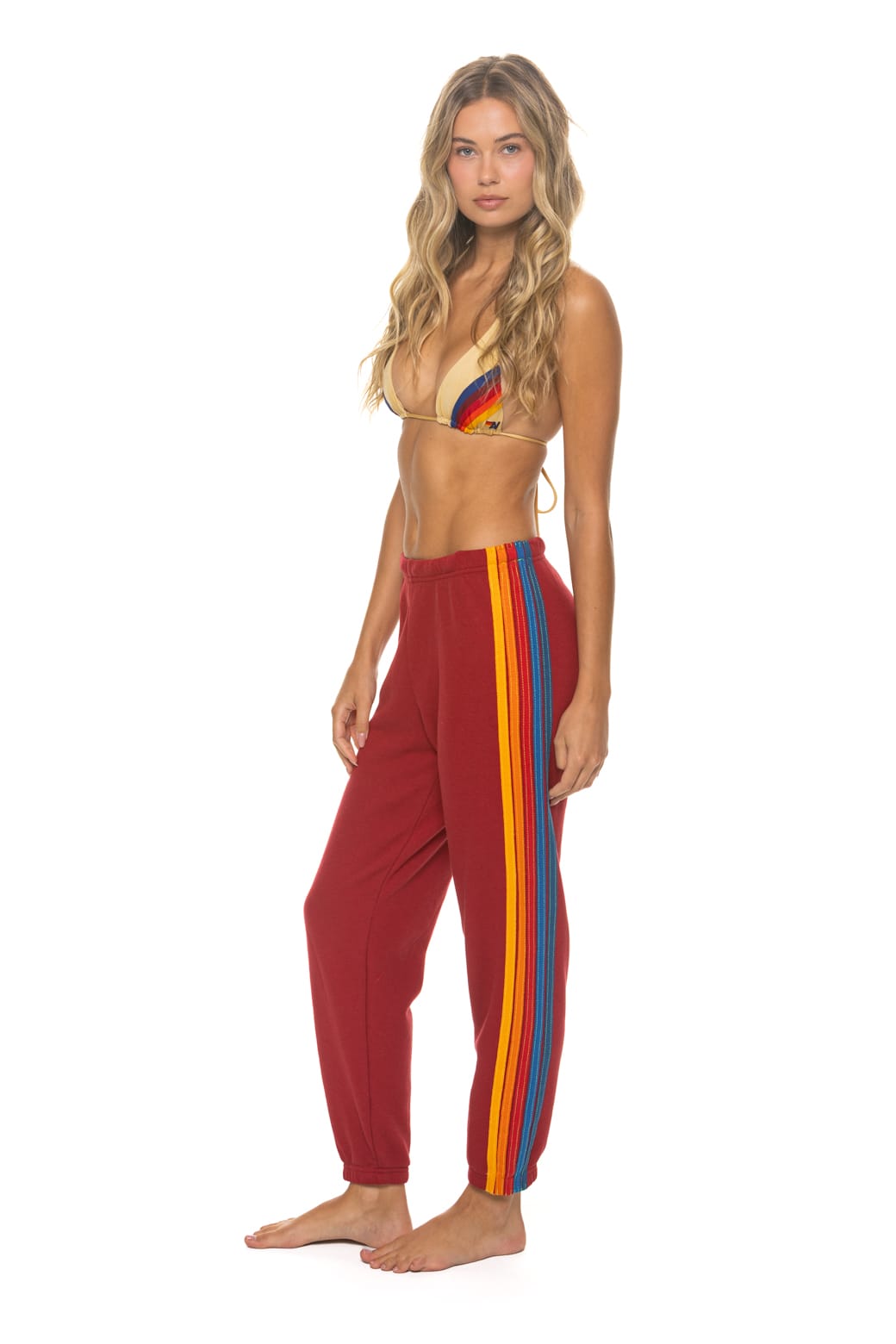 Retro 5 STRIPE SWEATPANTS - CRIMSON