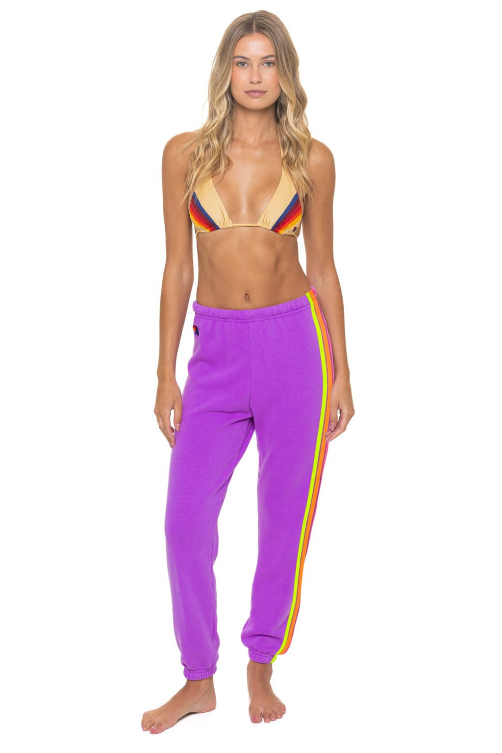 Retro 5 STRIPE SWEATPANTS - MAGENTA YELLOW BLUE