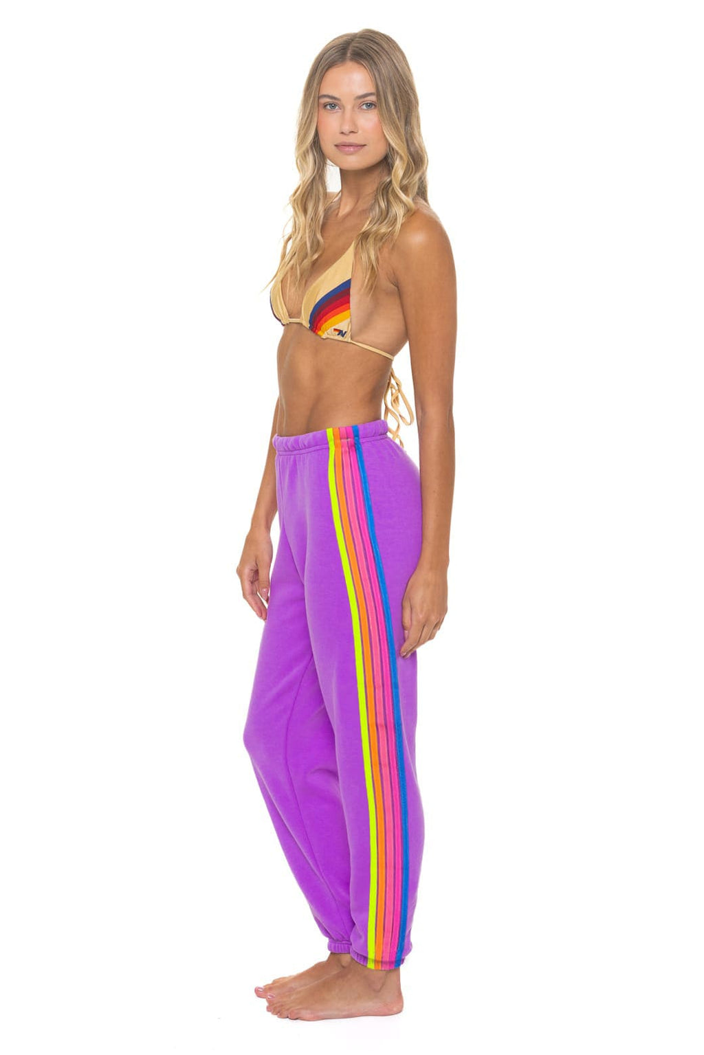 Retro 5 STRIPE SWEATPANTS - MAGENTA YELLOW BLUE