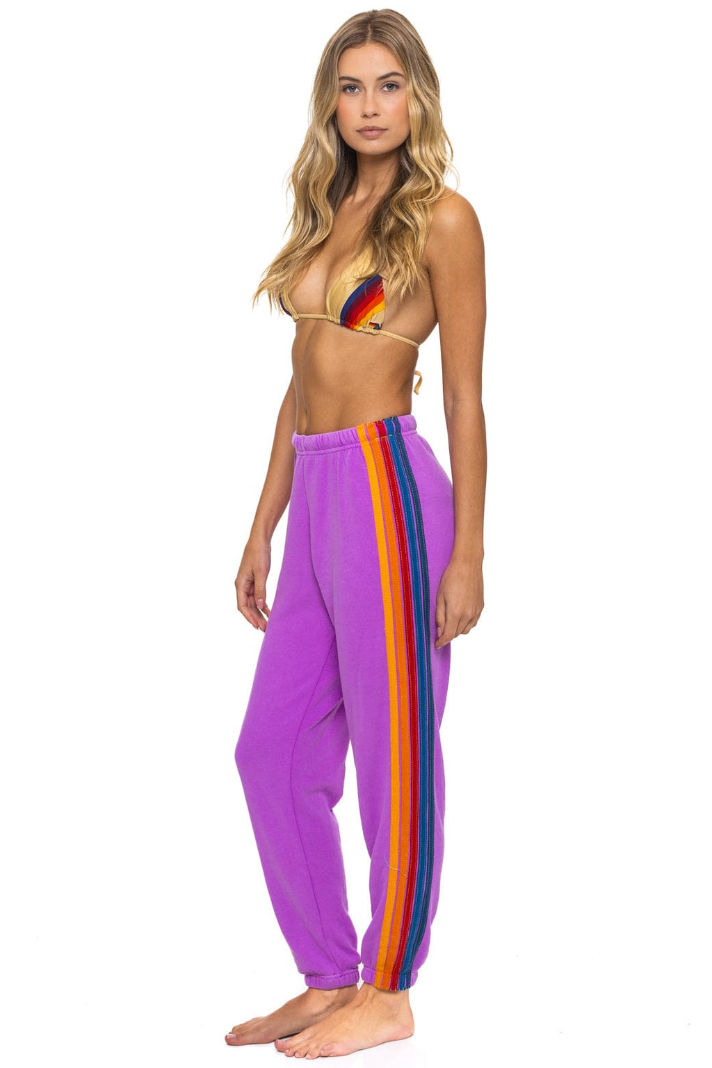 Retro 5 STRIPE SWEATPANTS - NEON PURPLE