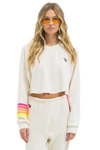 Retro RUGBY STITCH CROPPED CREW SWEATSHIRT RELAXED - VINTAGE WHITE NEON