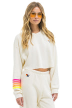 Retro RUGBY STITCH CROPPED CREW SWEATSHIRT RELAXED - VINTAGE WHITE NEON