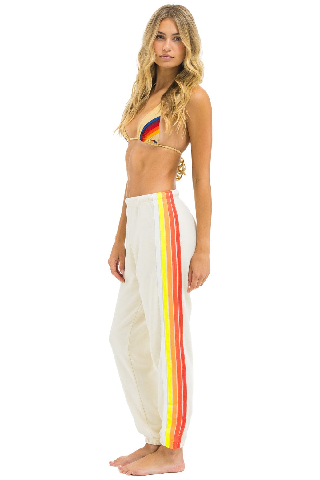 Retro 5 STRIPE SWEATPANTS - VINTAGE WHITE WHITE NEON