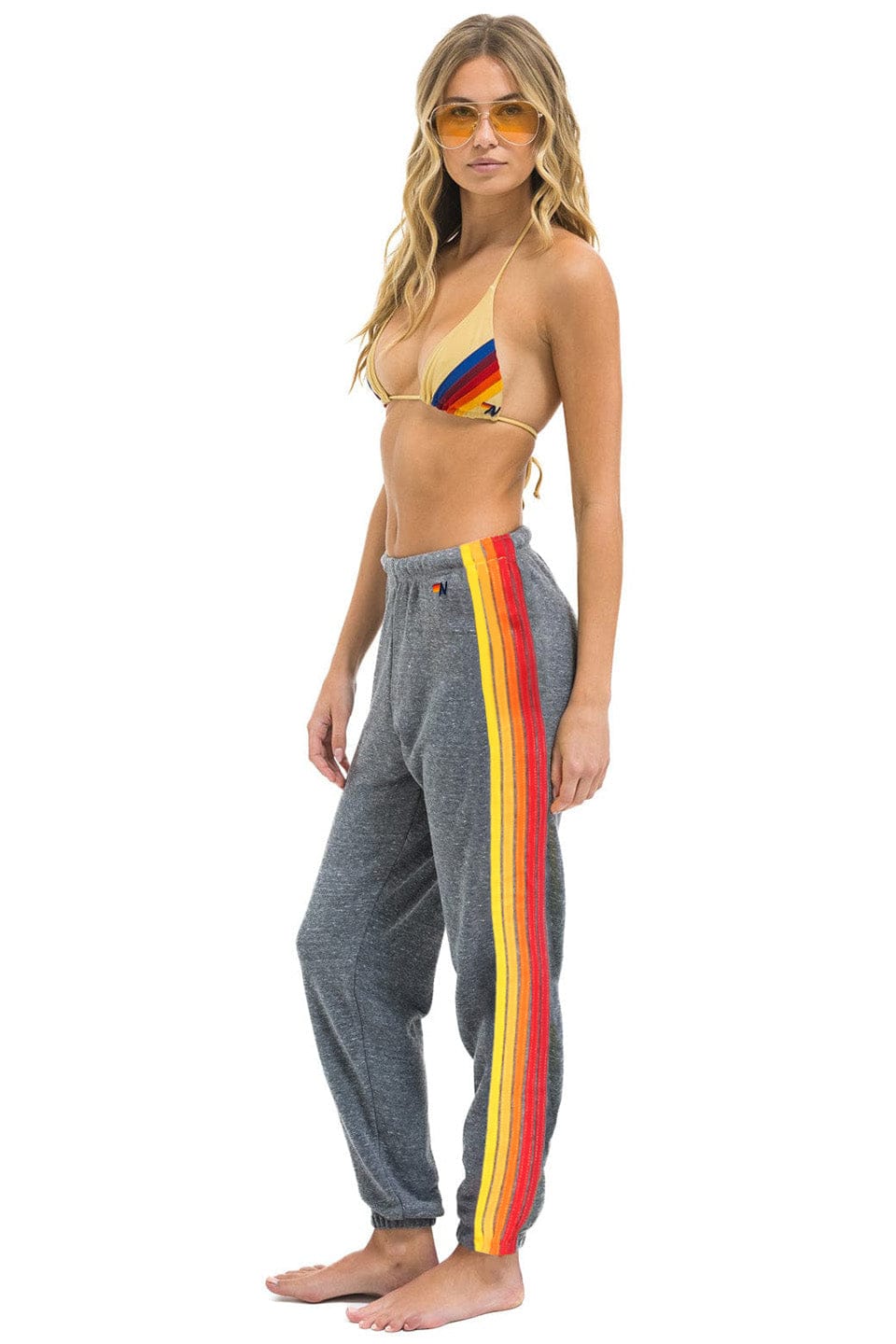 Retro UNIVERSITY OF SOUTHERN CALIFORNIA 5 STRIPE UNISEX SWEATPANTS - HEATHER GREY