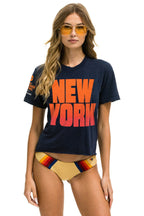Retro NEW YORK WINE & FOOD 2025 BOYFRIEND TEE - NAVY