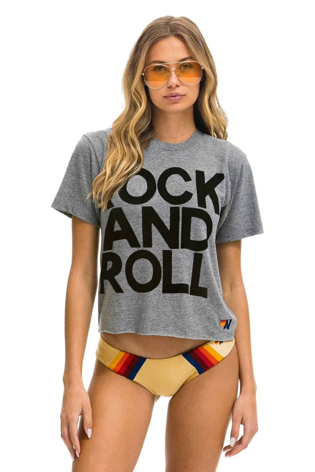 Retro ROCK AND ROLL BOYFRIEND TEE - HEATHER GREY