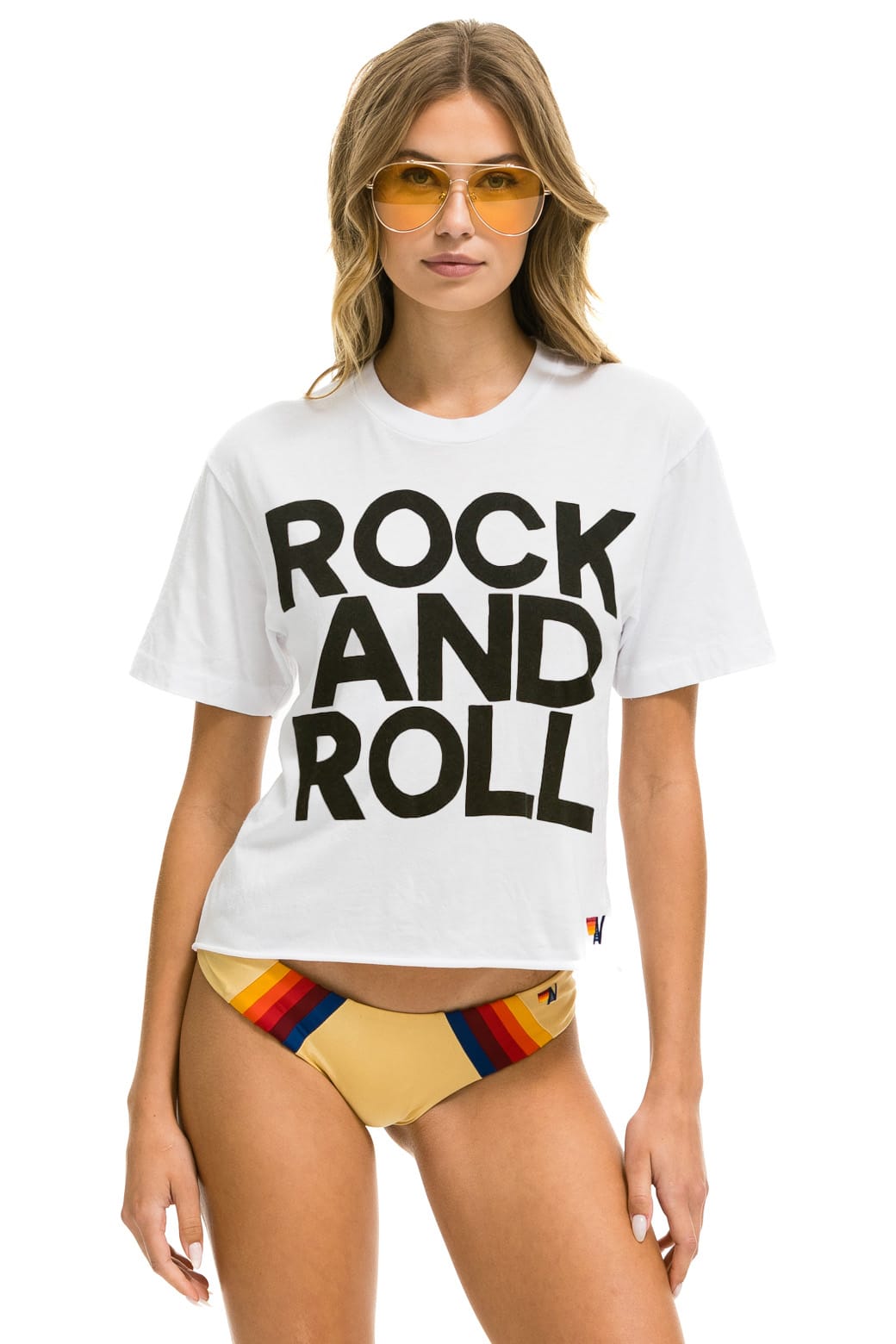 Retro ROCK AND ROLL BOYFRIEND TEE - WHITE