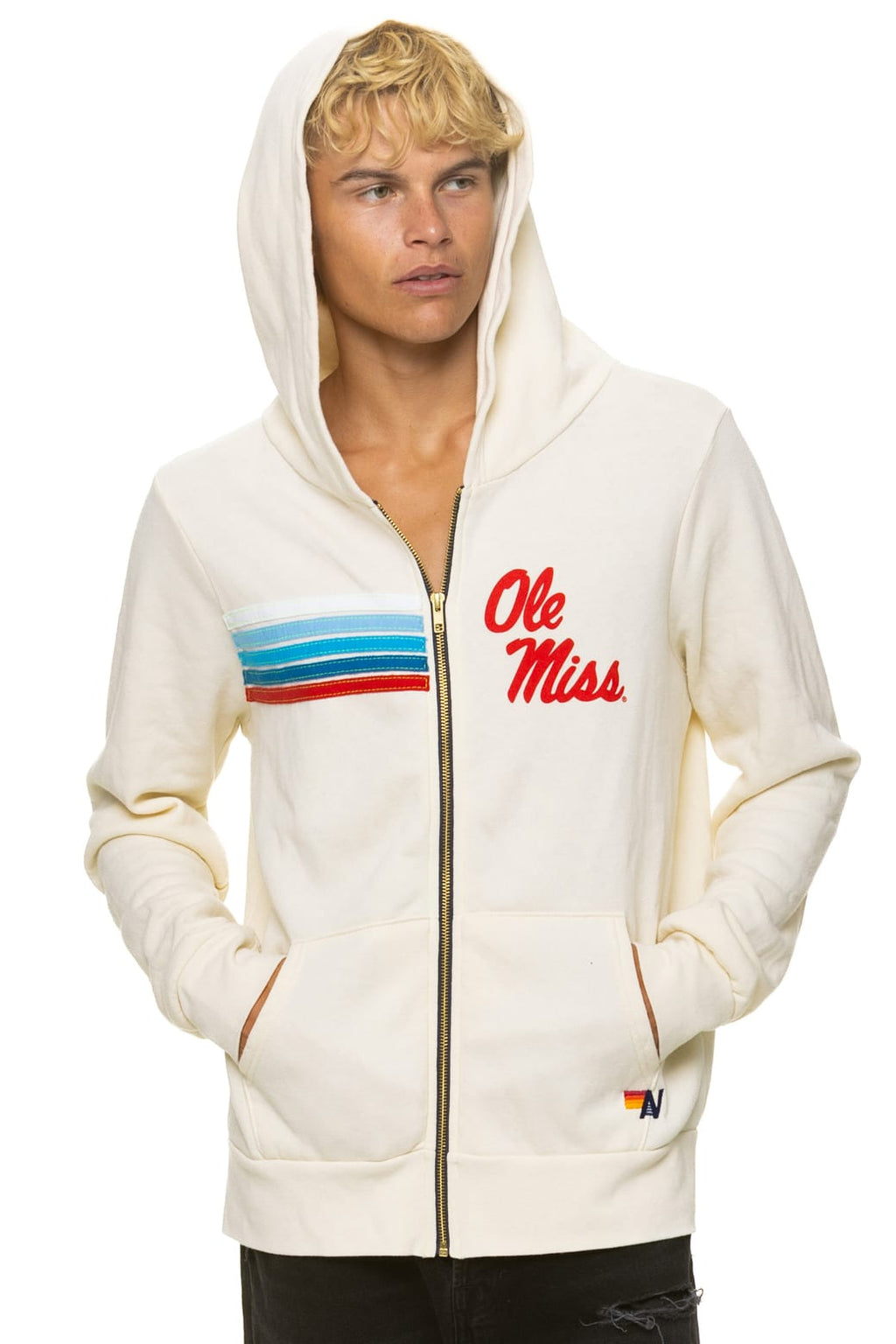 Retro OLE MISS 2026 ZIP HOODIE - VINTAGE WHITE