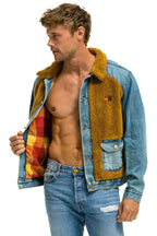 Retro ASPEN SHERPA UNISEX DENIM JACKET - MEDIUM VINTAGE
