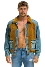 Retro ASPEN SHERPA UNISEX DENIM JACKET - MEDIUM VINTAGE