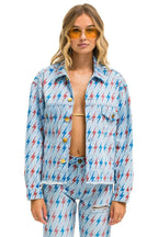 Retro AVIATOR BOLT OVERSIZED CUTOFF DENIM JACKET - SUPER LIGHT