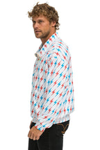 Retro AVIATOR BOLT W BOLT EMBROIDERY FLEECE HALF ZIP SWEATSHIRT - WHITE USA