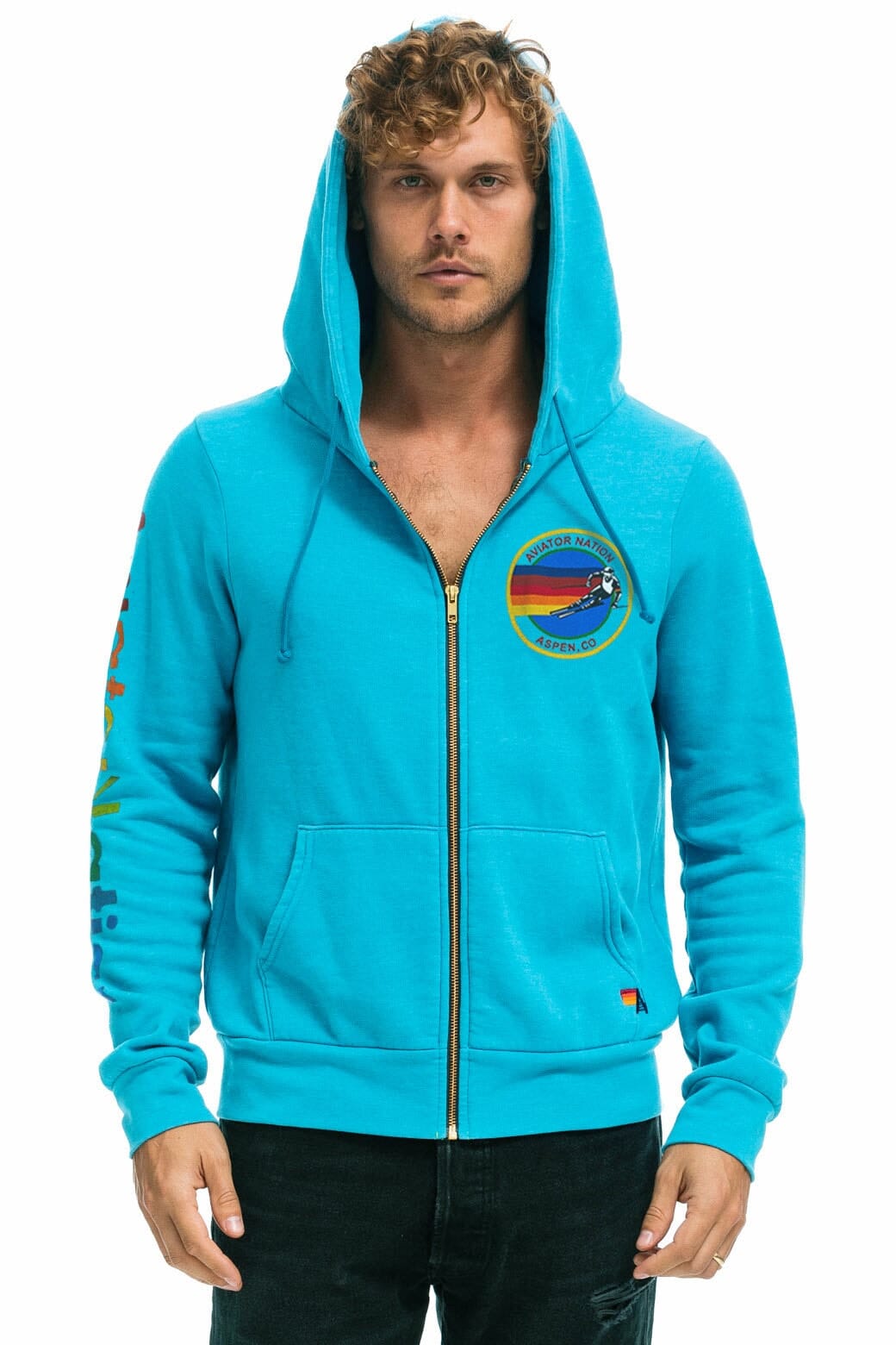 Retro AVIATOR NATION ASPEN HOODIE - NEON BLUE