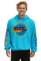 Retro AVIATOR NATION ASPEN RELAXED PULLOVER HOODIE - NEON BLUE