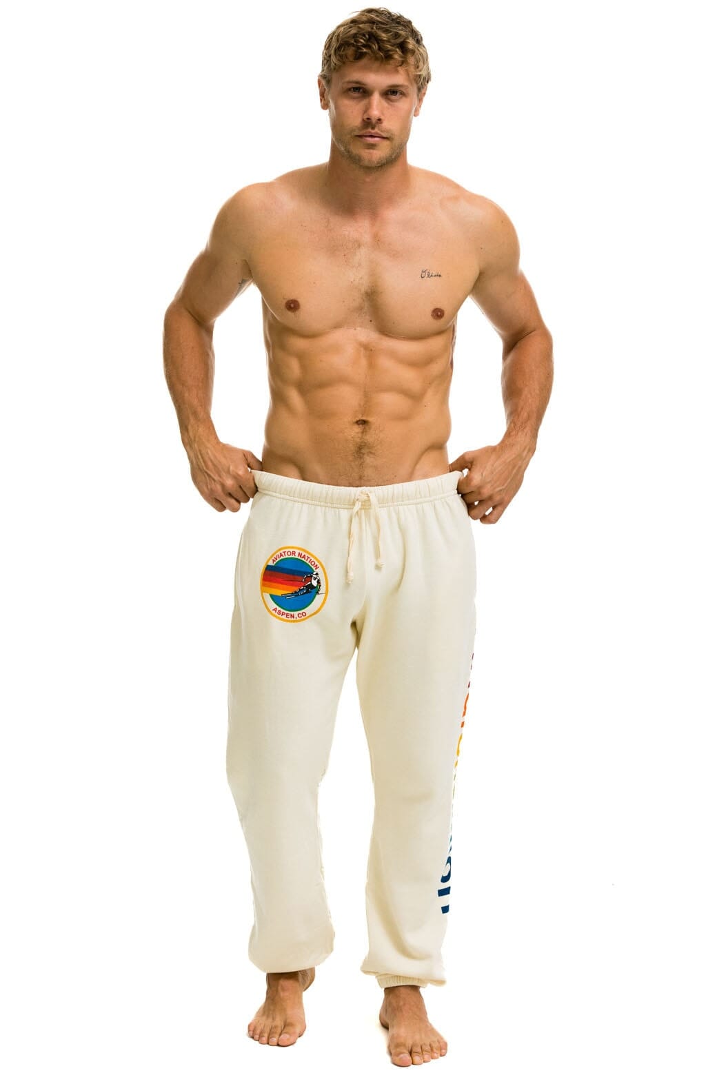 Retro AVIATOR NATION ASPEN SWEATPANTS - VINTAGE WHITE