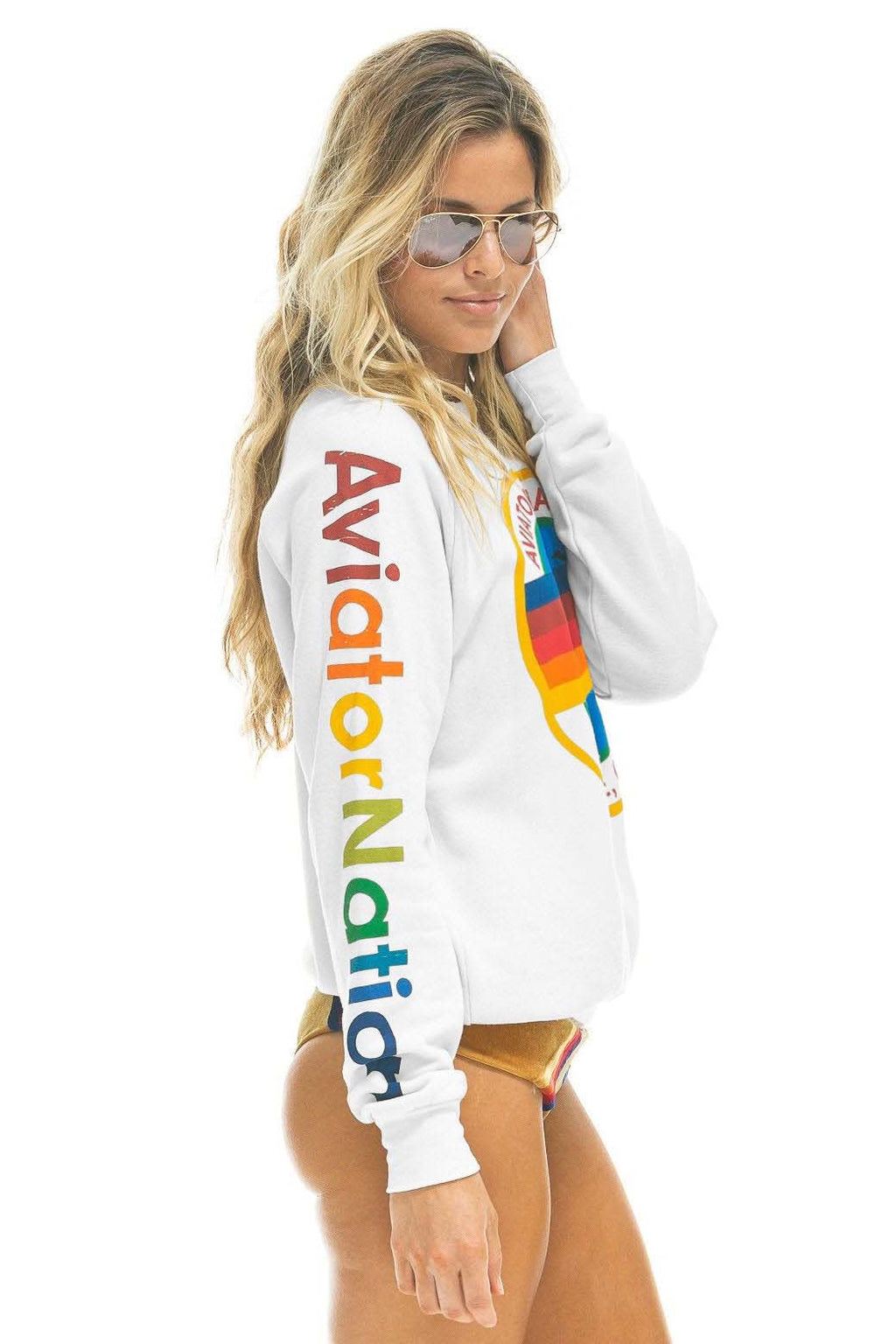 Retro AVIATOR NATION ASPEN SWEATSHIRT - WHITE
