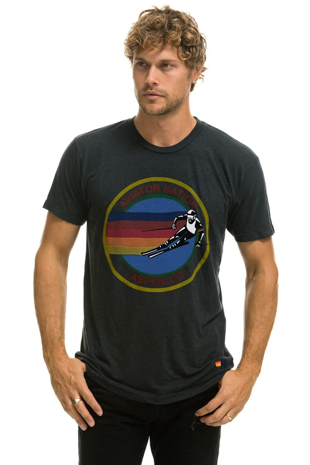 Retro AVIATOR NATION ASPEN TEE - CHARCOAL