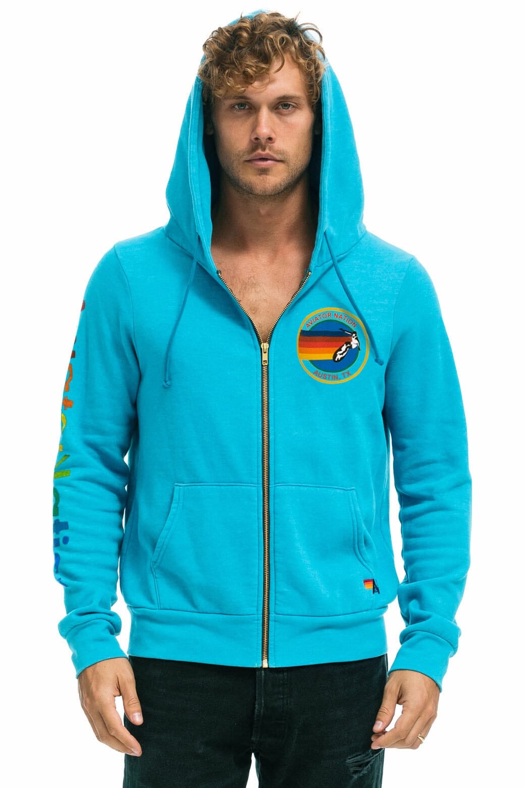 Retro AVIATOR NATION AUSTIN HOODIE - NEON BLUE