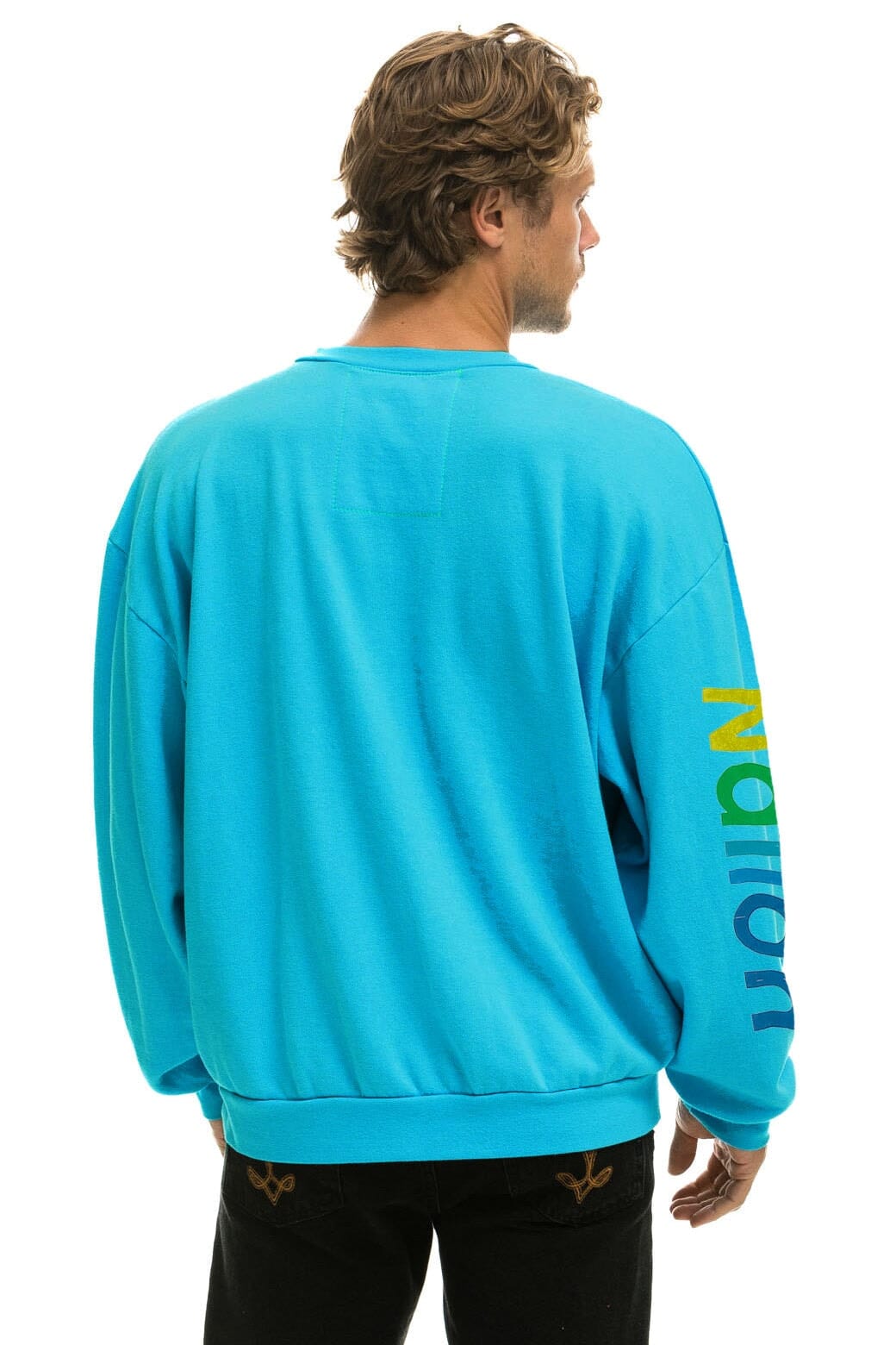 Retro AVIATOR NATION AUSTIN RELAXED CREW SWEATSHIRT - NEON BLUE