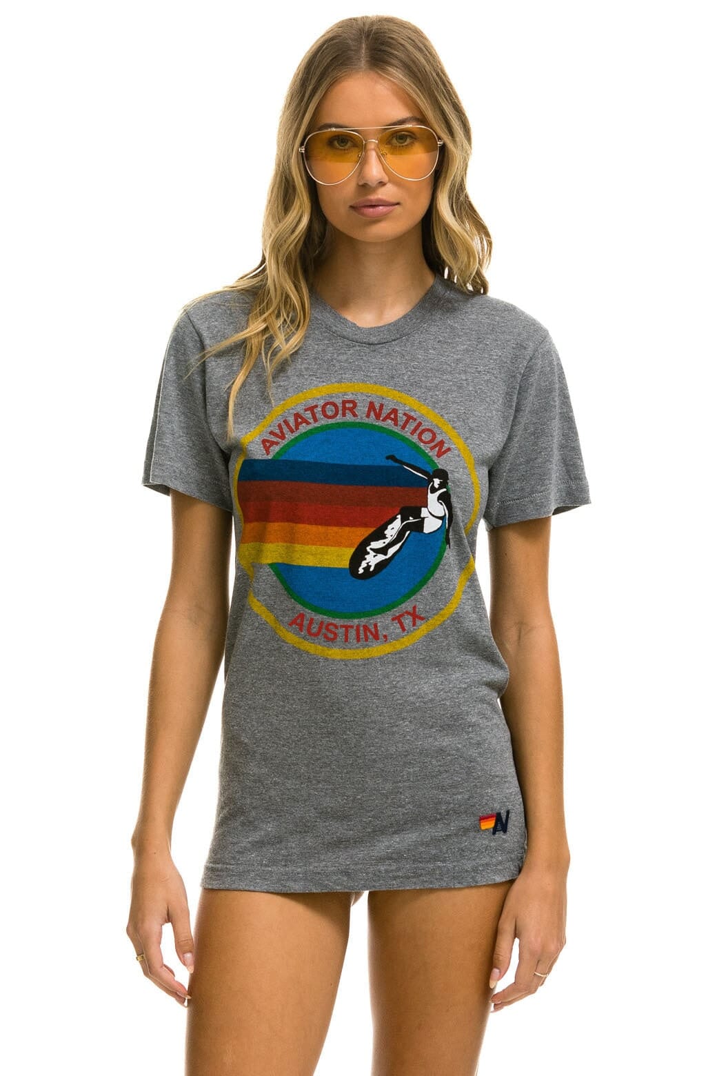 Retro AVIATOR NATION AUSTIN TEE - HEATHER GREY