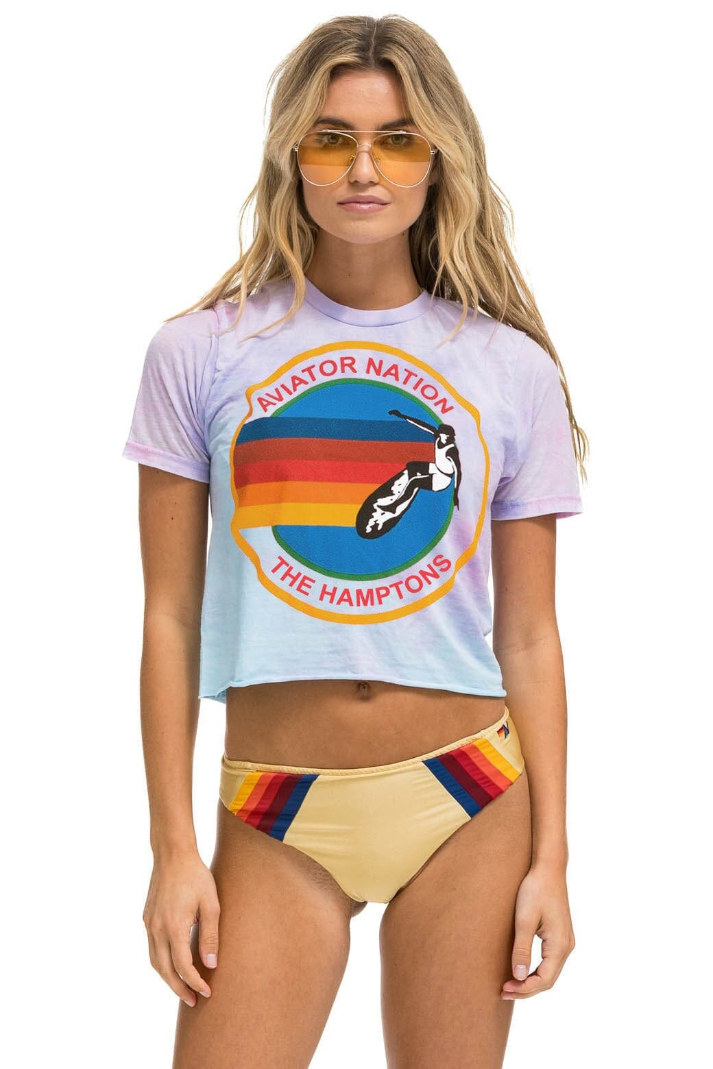 Retro AVIATOR NATION HAMPTONS BOYFRIEND TEE - TIE DYE BUBBLEGUM