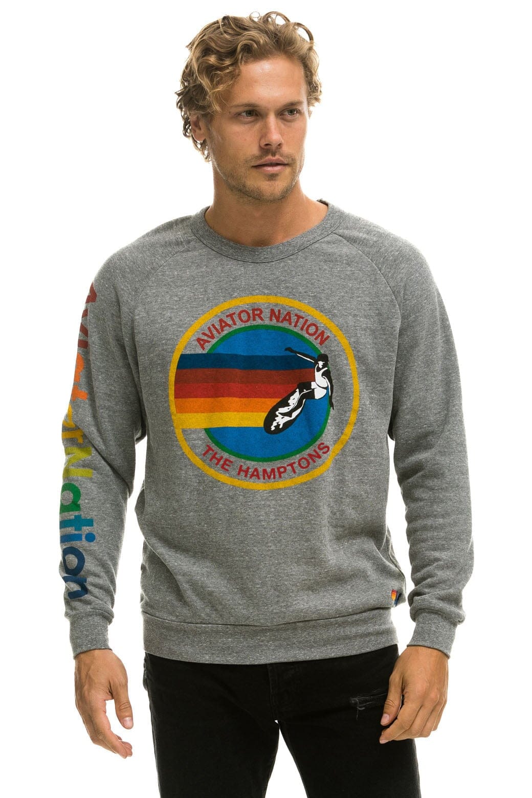 Retro AVIATOR NATION HAMPTONS CREW SWEATSHIRT - HEATHER