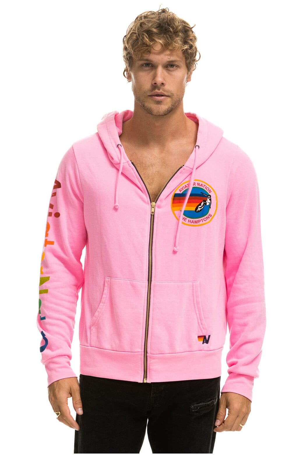 Retro AVIATOR NATION HAMPTONS HOODIE - NEON PINK