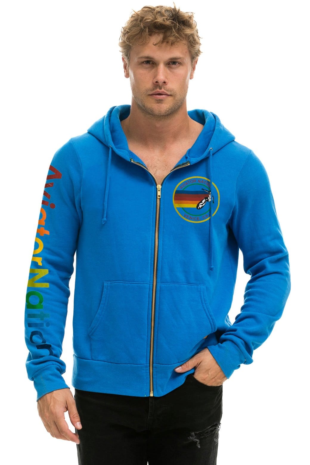 Retro AVIATOR NATION VENICE HOODIE - OCEAN