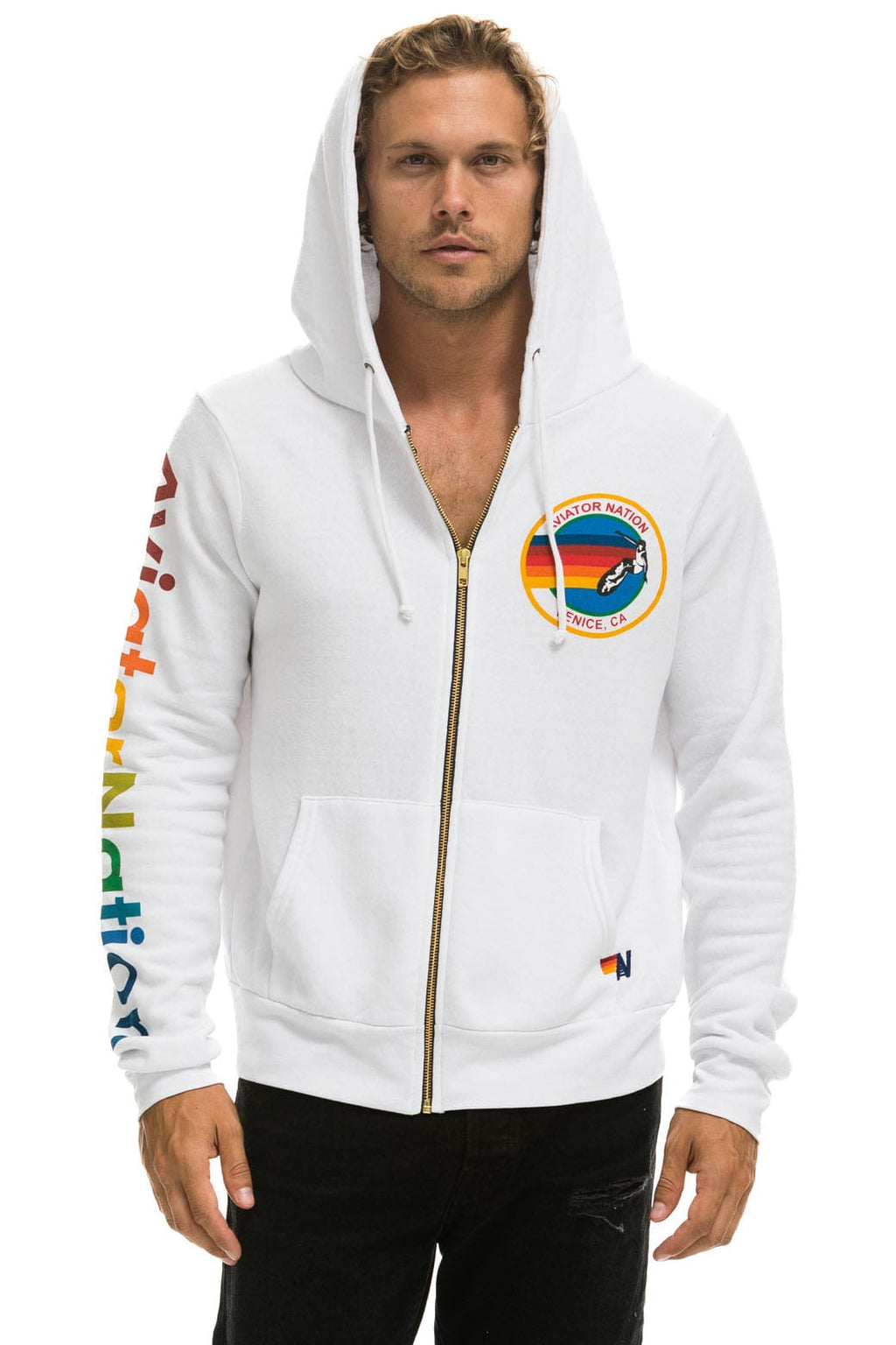 Retro AVIATOR NATION VENICE HOODIE - WHITE