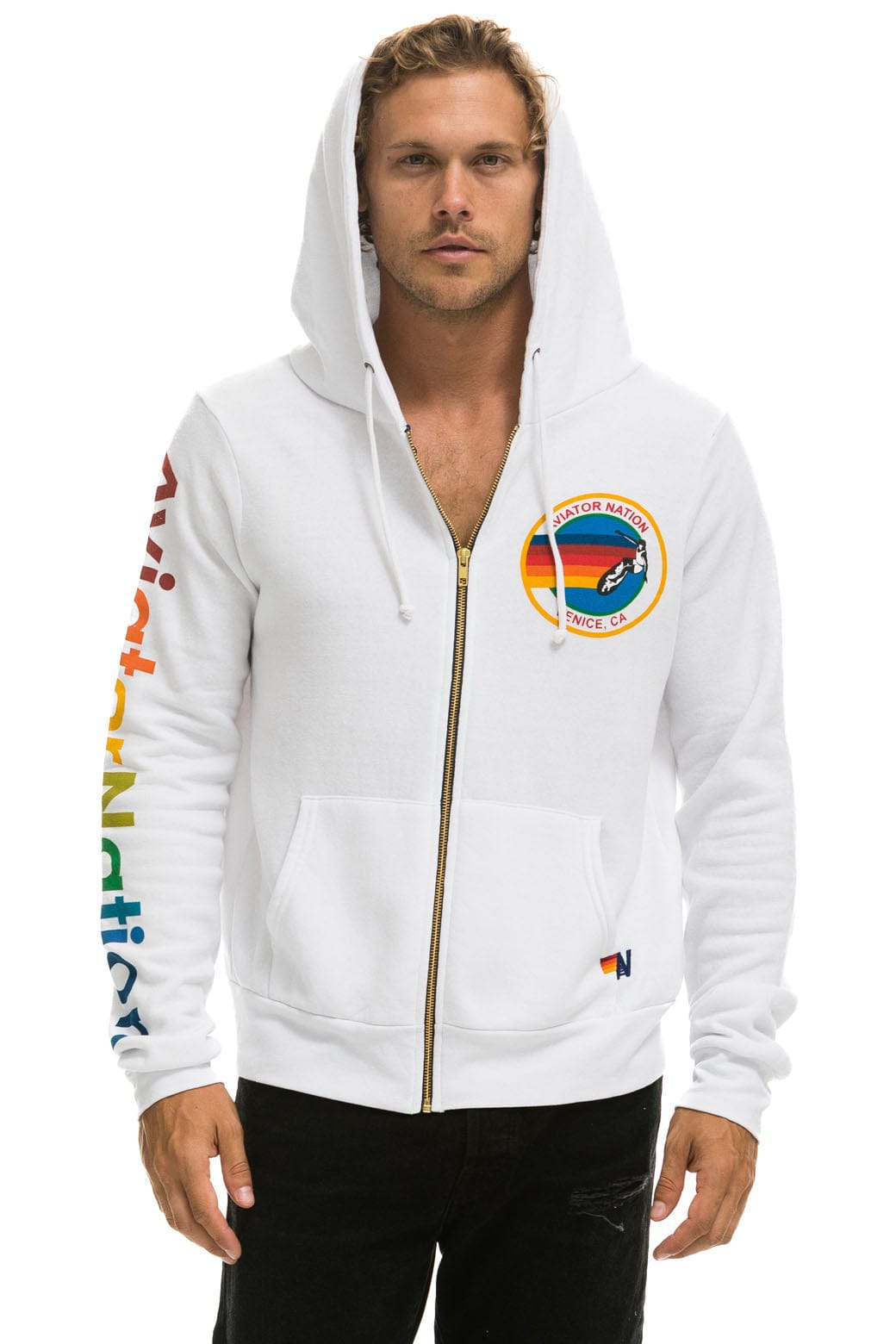 Retro AVIATOR NATION VENICE HOODIE - WHITE