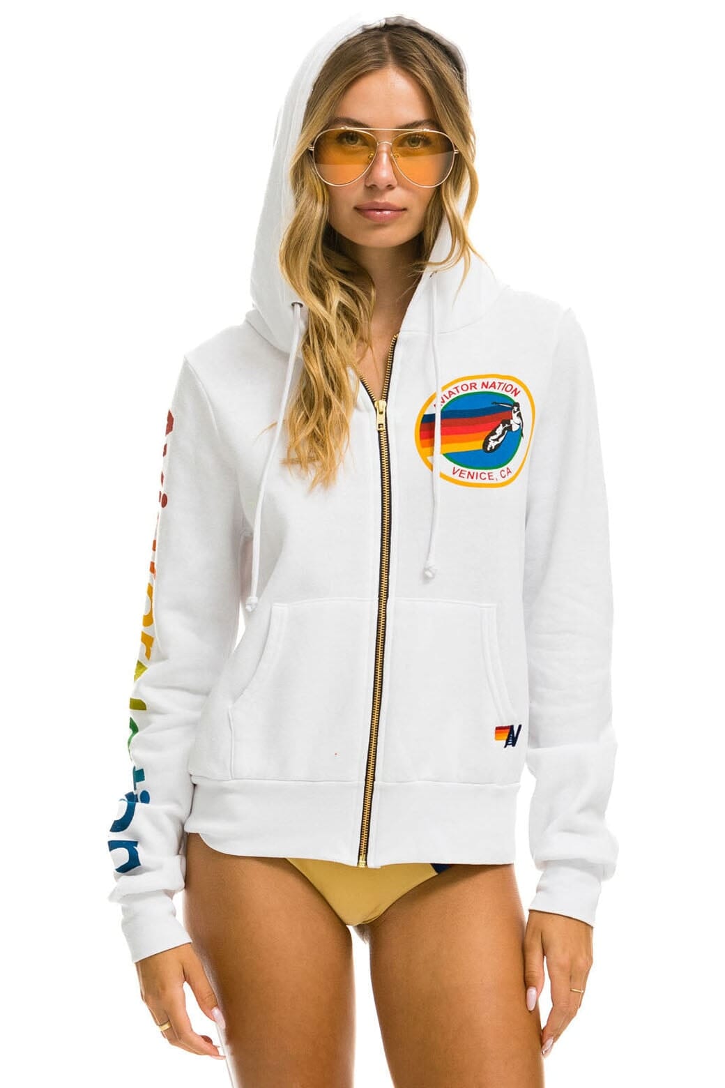 Retro AVIATOR NATION VENICE HOODIE - WHITE