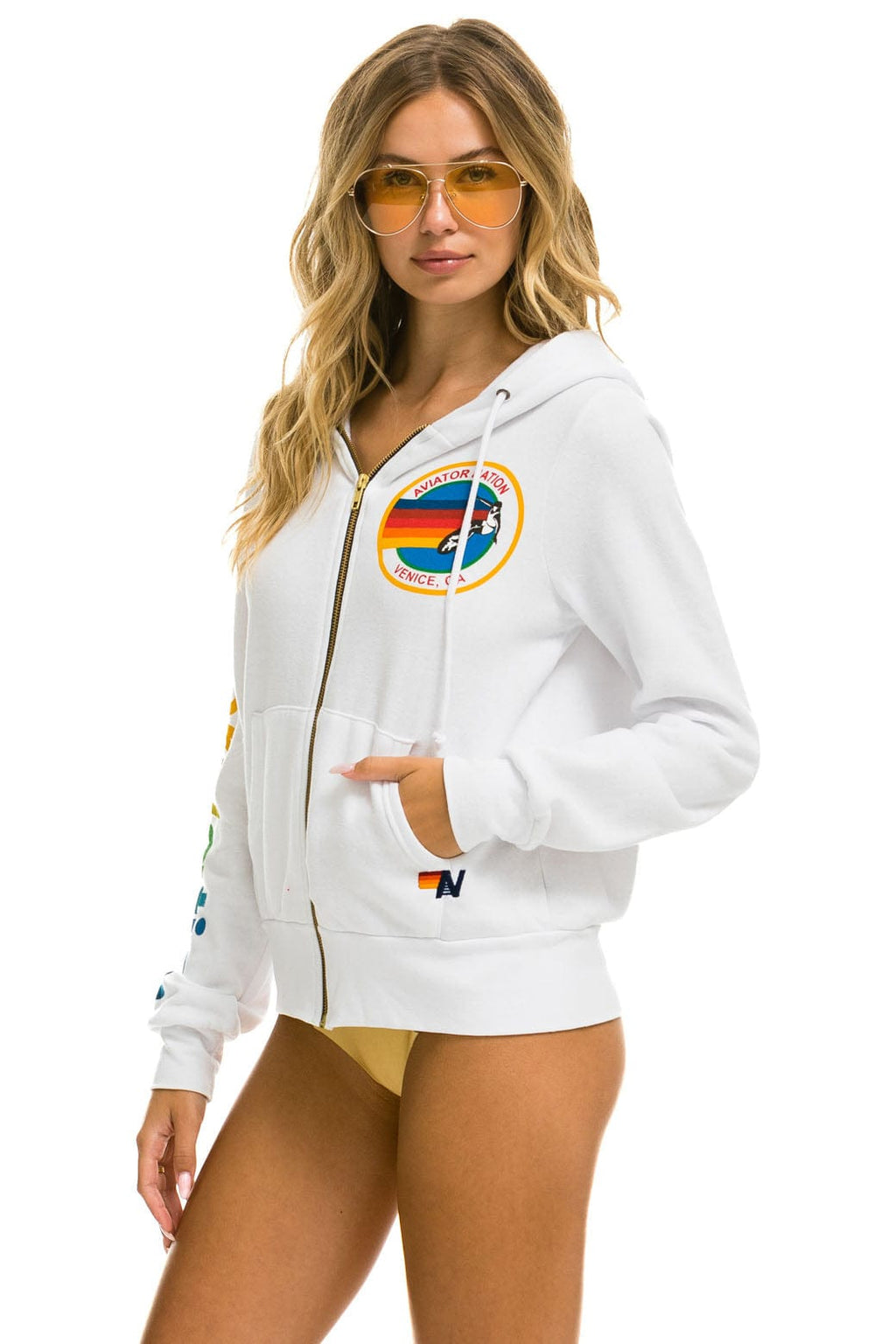 Retro AVIATOR NATION VENICE HOODIE - WHITE