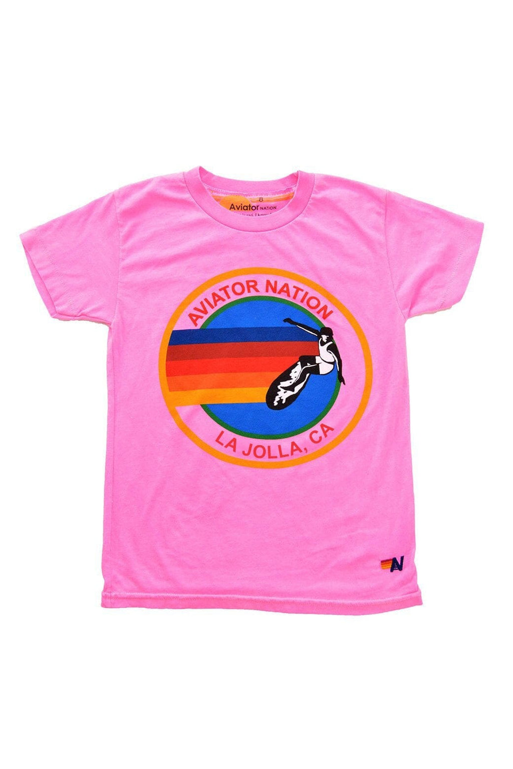Retro AVIATOR NATION LA JOLLA KIDS TEE - NEON PINK