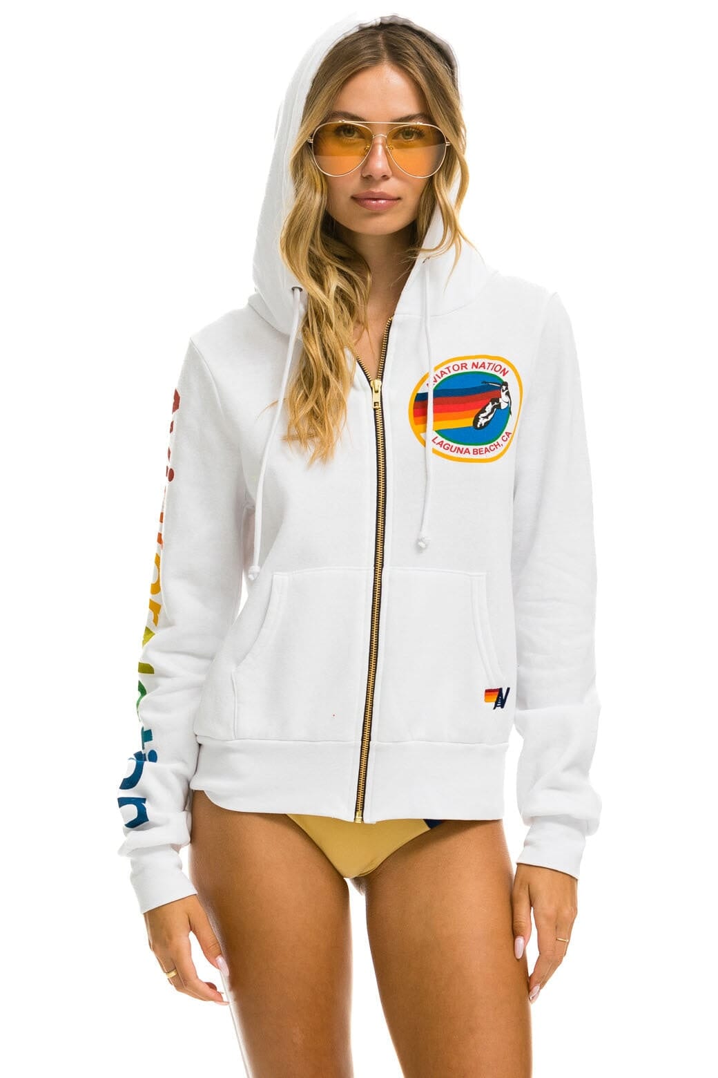 Retro AVIATOR NATION LAGUNA BEACH HOODIE - WHITE