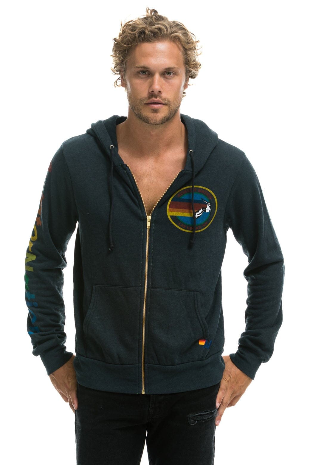 Retro AVIATOR NATION LAS VEGAS ZIP HOODIE - CHARCOAL