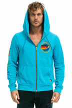 Retro AVIATOR NATION MIAMI HOODIE - NEON BLUE