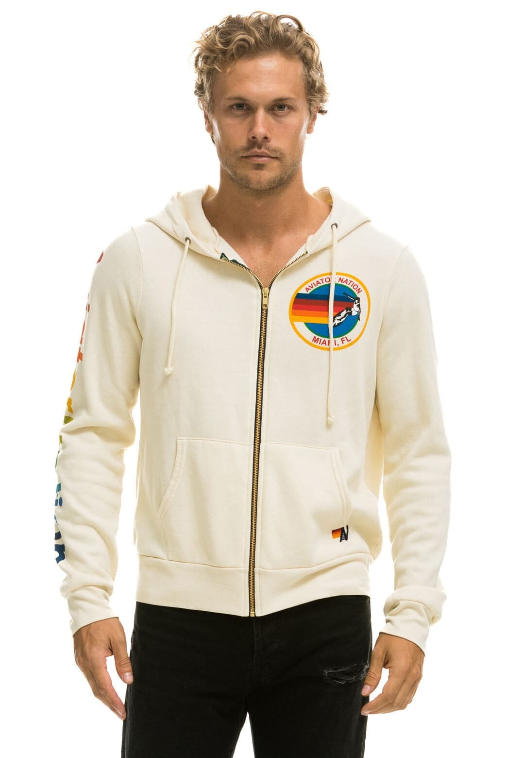 Retro AVIATOR NATION MIAMI HOODIE - VINTAGE WHITE