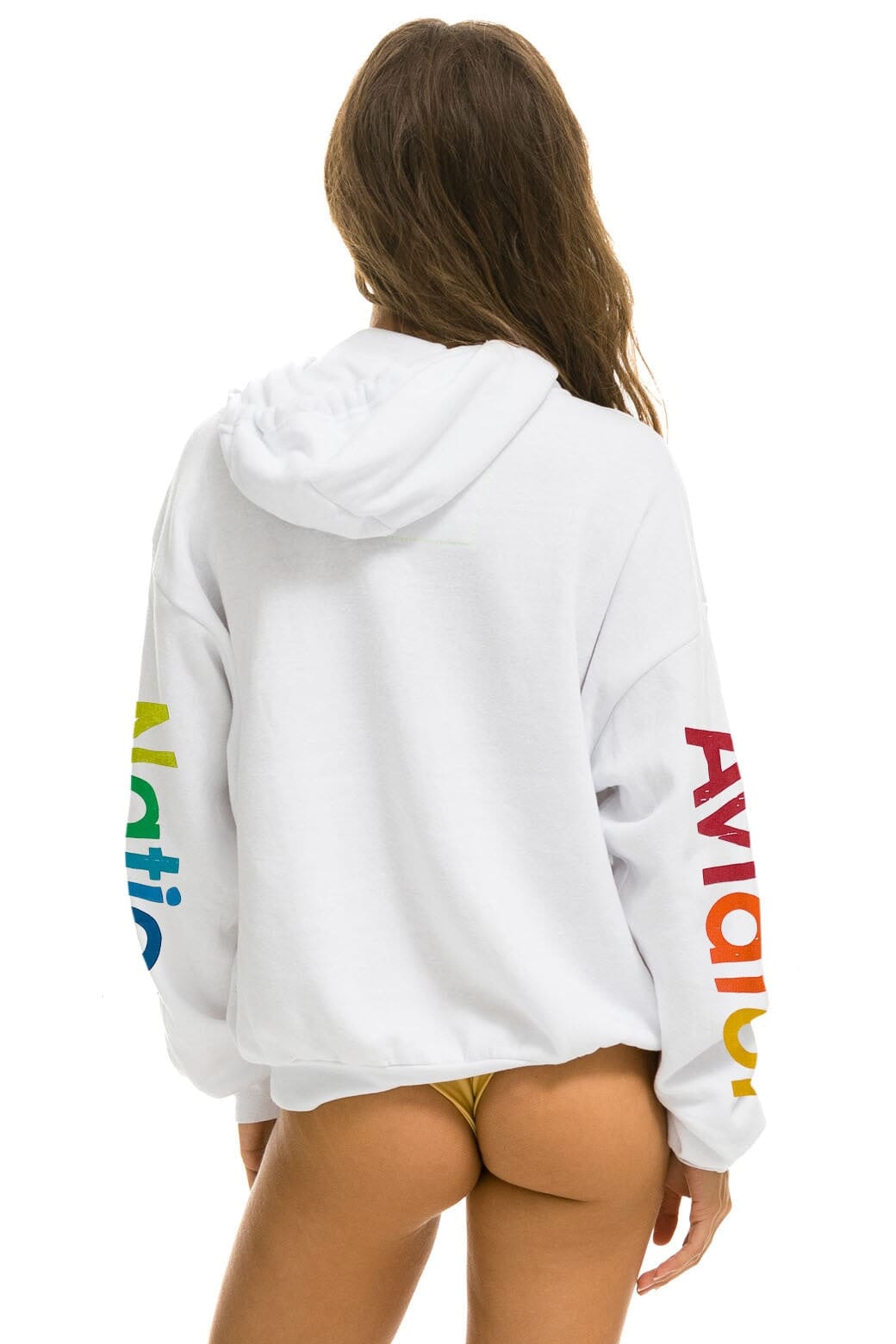 Retro AVIATOR NATION MIAMI RELAXED PULLOVER HOODIE - WHITE