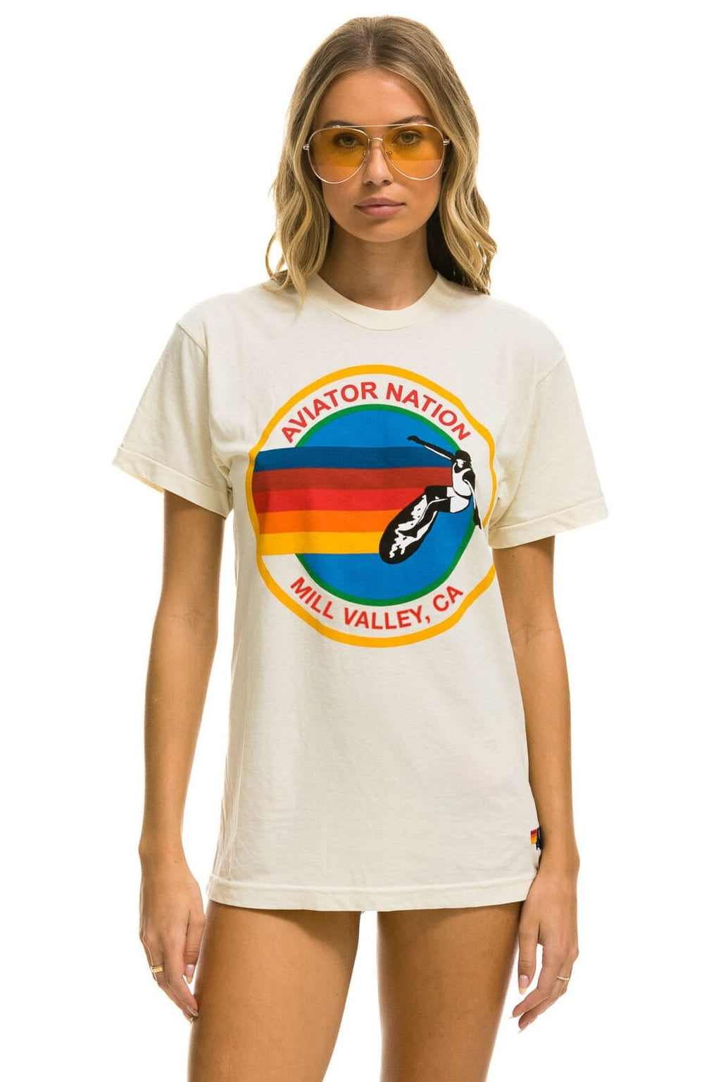 Retro AVIATOR NATION MILL VALLEY TEE - VINTAGE WHITE