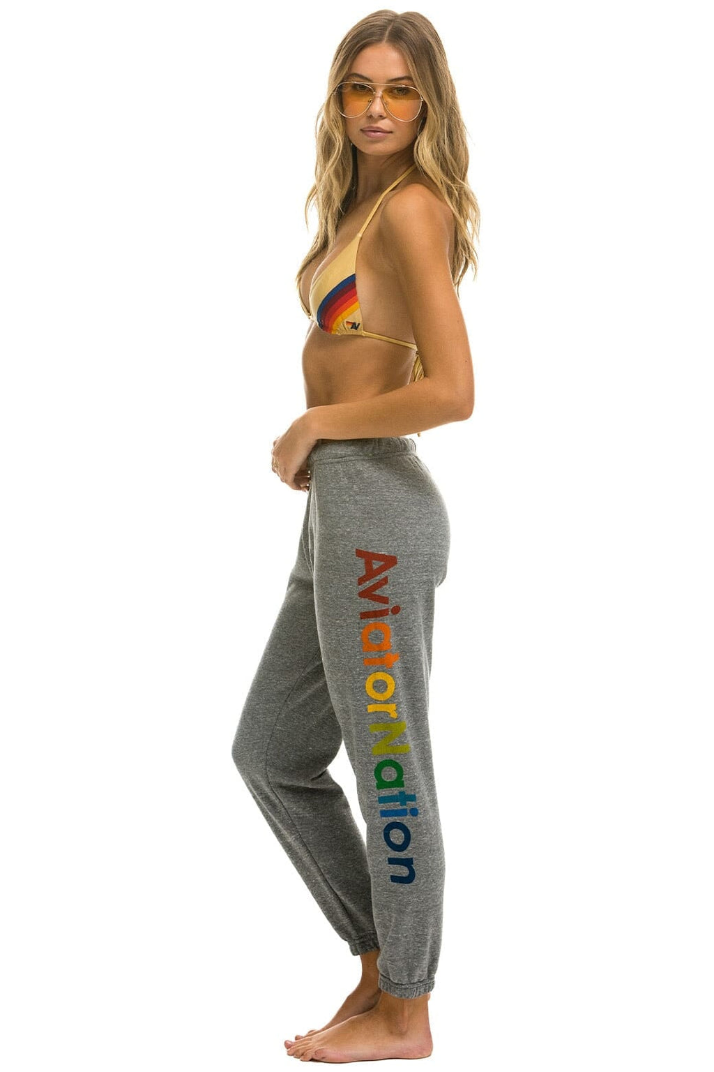 Retro AVIATOR NATION NEW YORK CITY SWEATPANTS - HEATHER GREY