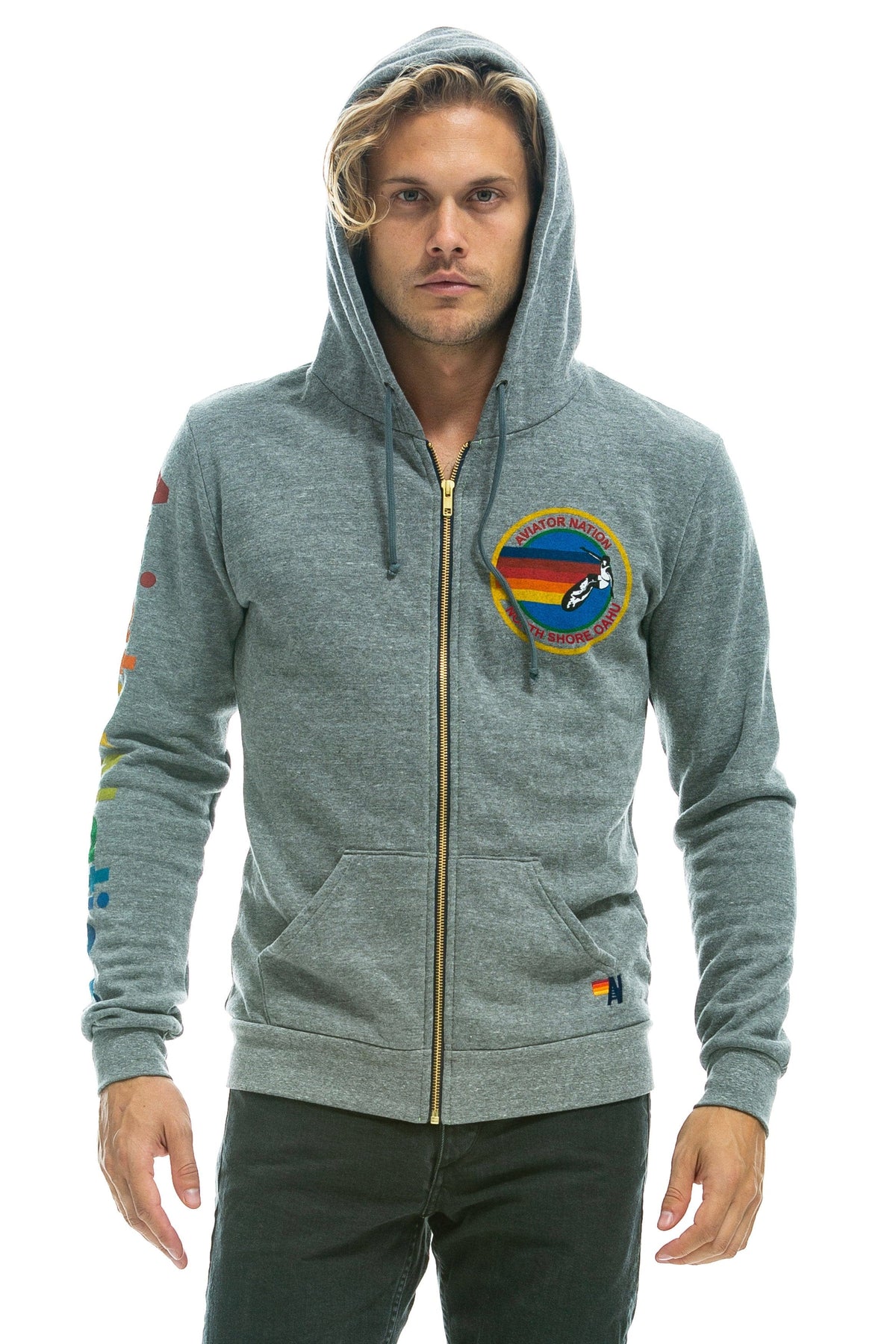 Retro AVIATOR NATION NORTH SHORE HOODIE - HEATHER GREY