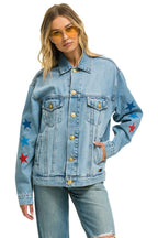 Retro AVIATOR NATION OVERSIZED CONCERT DENIM JACKET - SUPER LIGHT