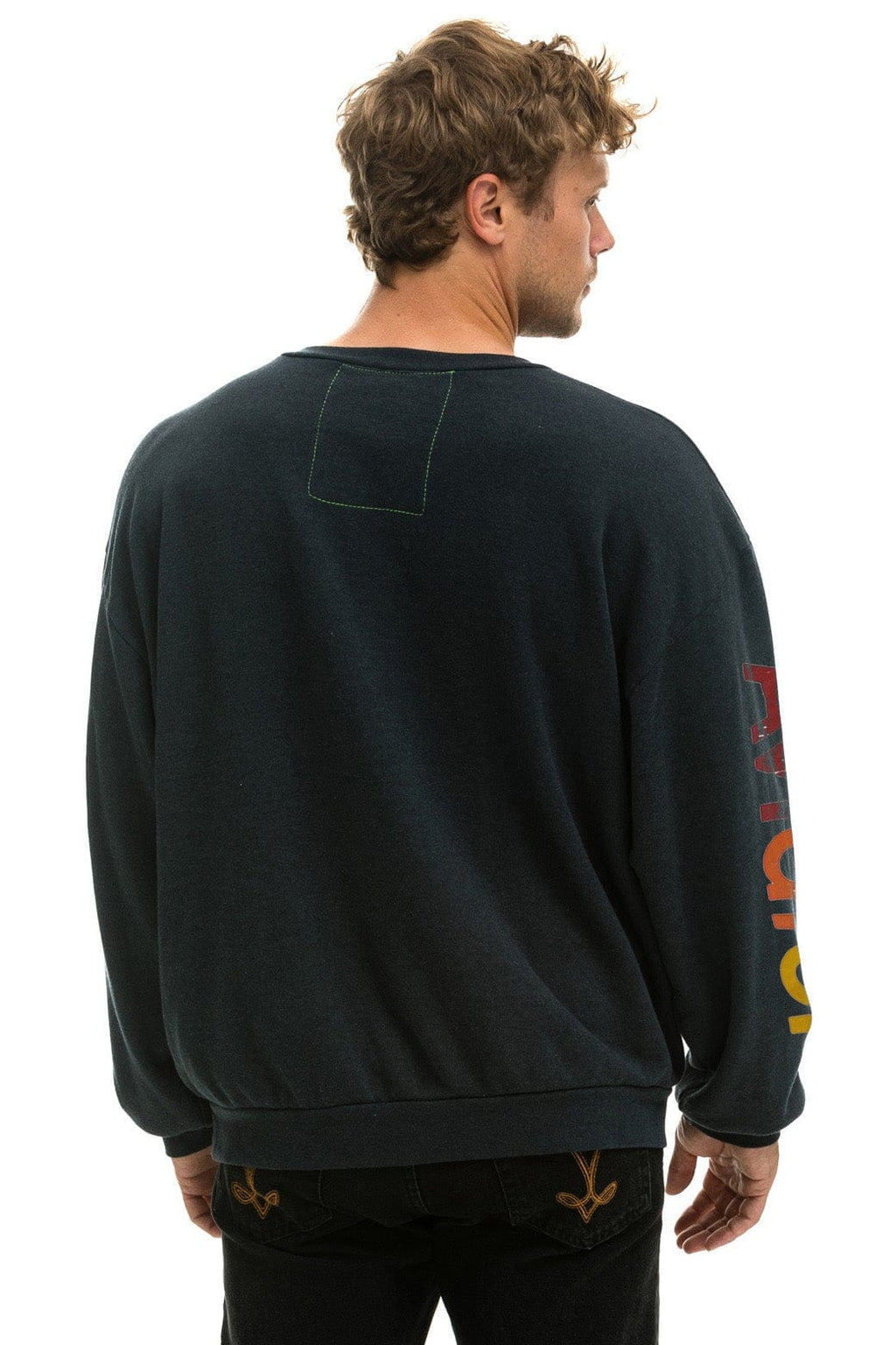 Retro AVIATOR NATION RELAXED VENICE CREW SWEATSHIRT - CHARCOAL