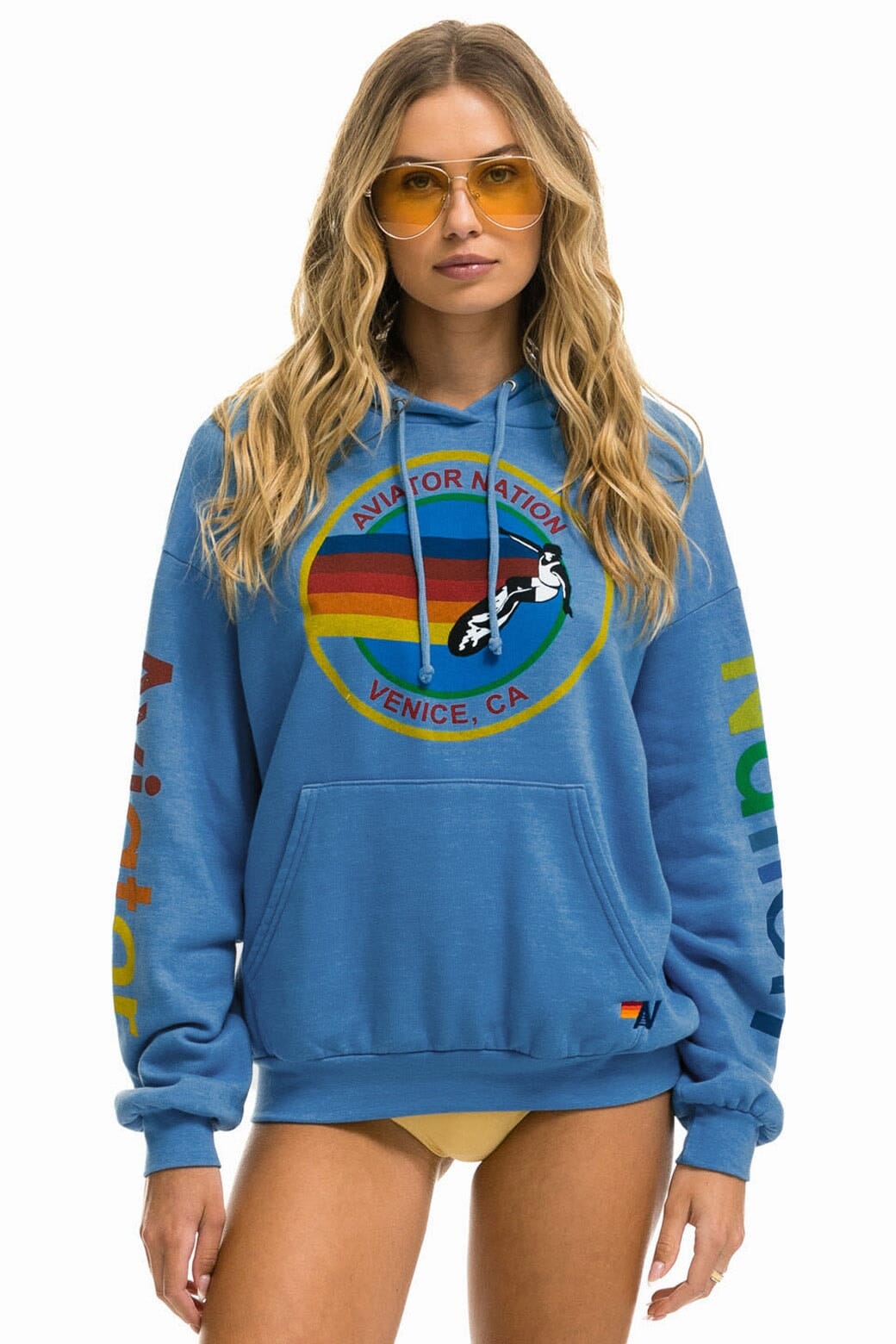 Retro AVIATOR NATION RELAXED VENICE PULLOVER HOODIE - COBALT