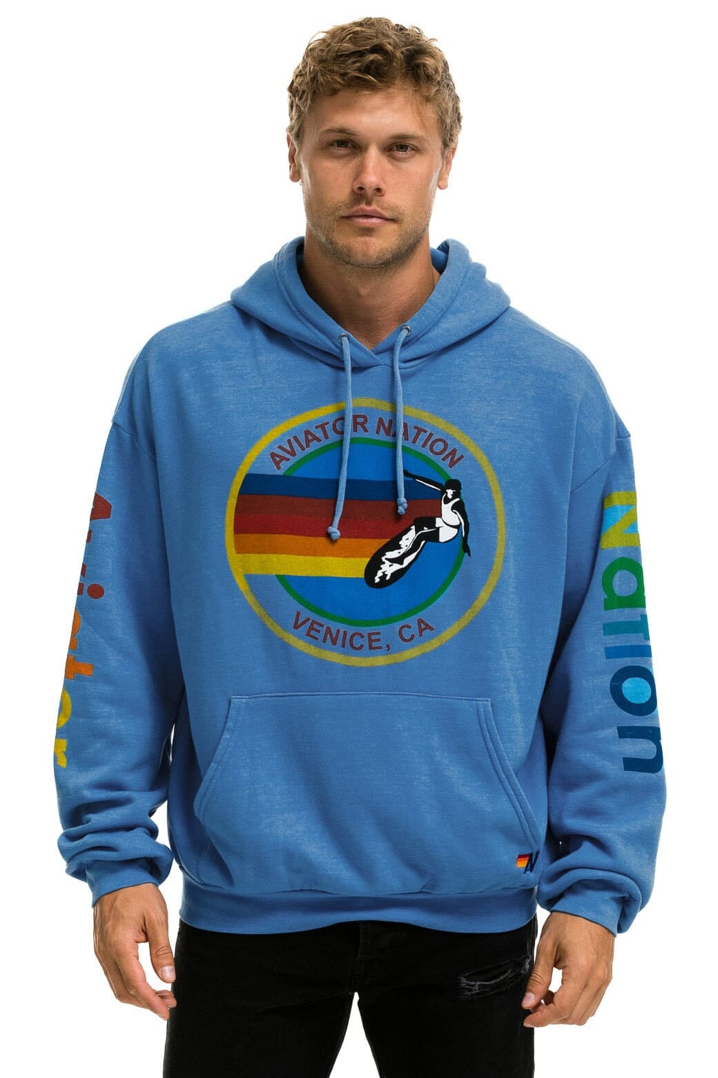 Retro AVIATOR NATION RELAXED VENICE PULLOVER HOODIE - COBALT