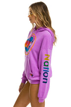 Retro AVIATOR NATION RELAXED VENICE PULLOVER HOODIE - NEON PURPLE