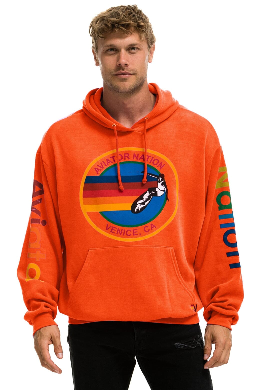 Retro AVIATOR NATION RELAXED VENICE PULLOVER HOODIE - ORANGE
