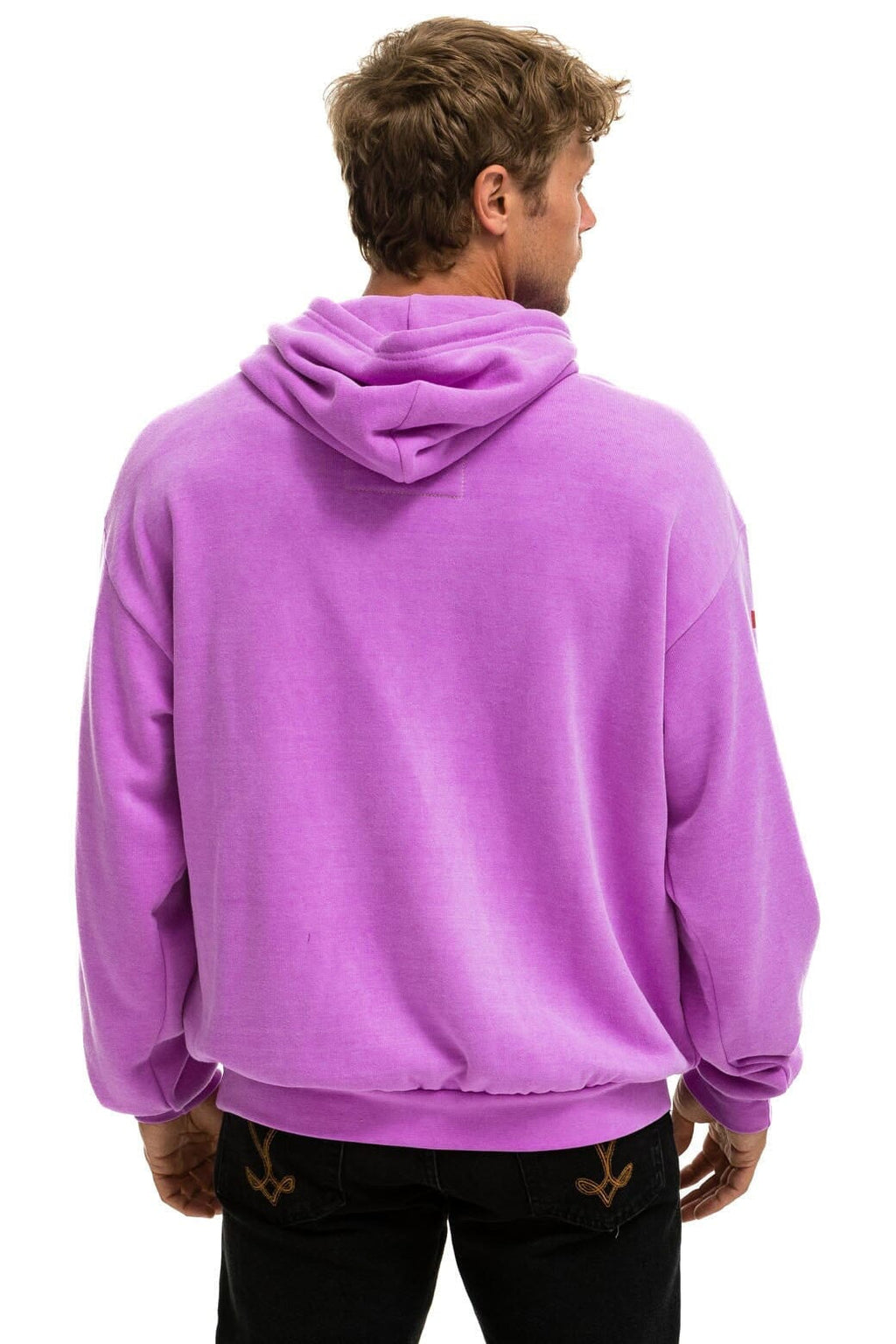 Retro AVIATOR NATION SAN FRANCISCO RELAXED PULLOVER HOODIE - NEON PURPLE